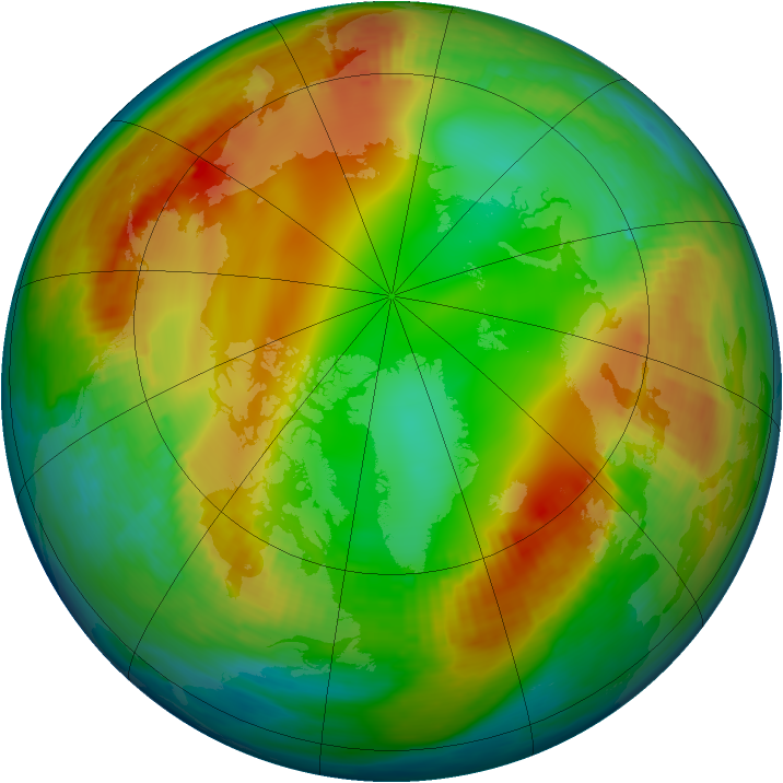 Arctic ozone map for 10 January 1986